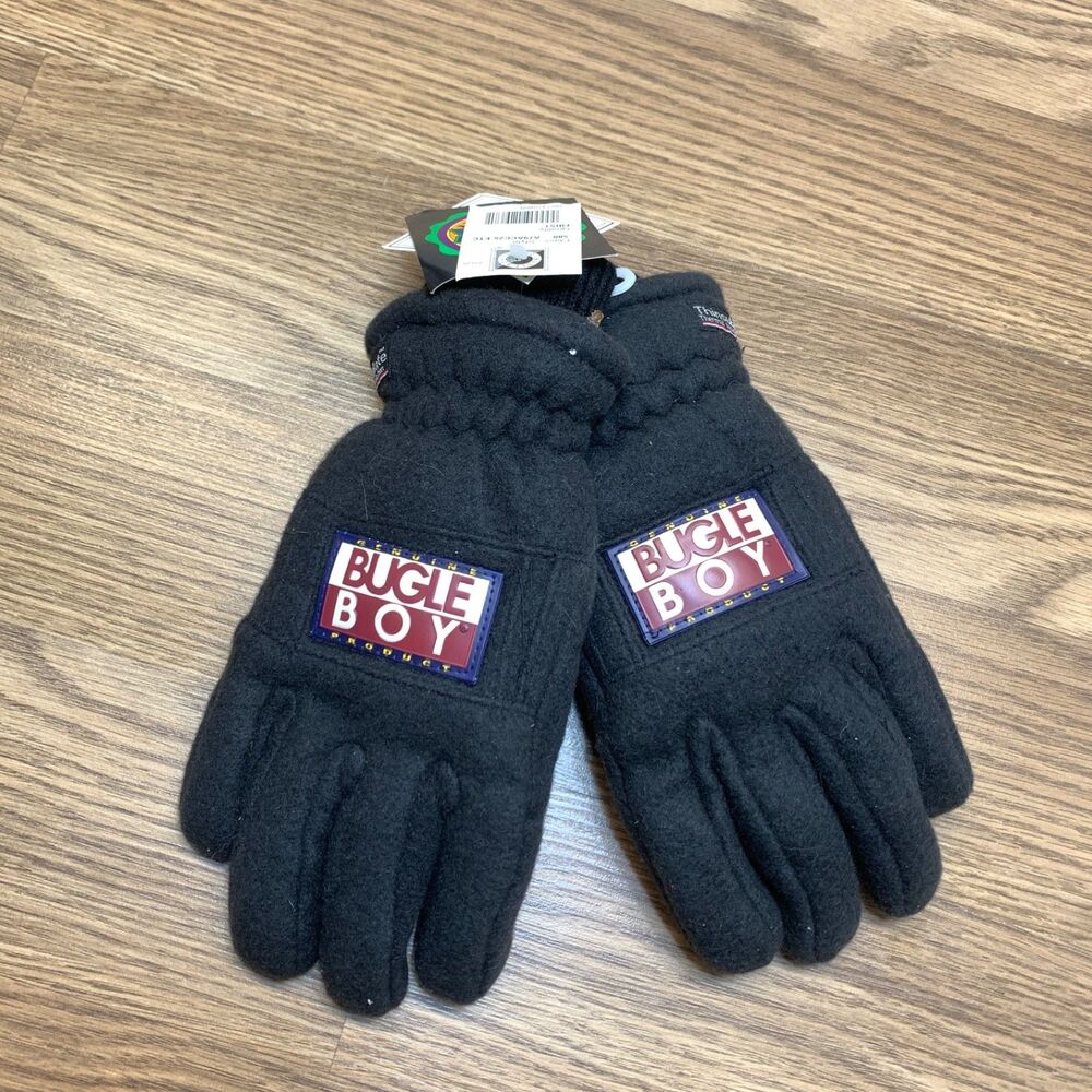 Vintage! Thinsulate Bugle Boy Retro Multi-Color Ski Gloves Boys Size 10/12 Black
